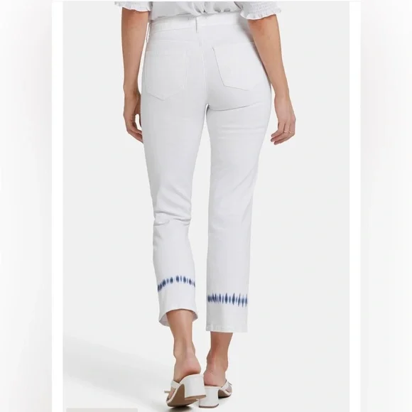 NYDJ Marilyn Straight Wave Tie Dye Liftxtuck White‎ Jeans